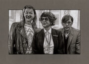 Sketch from 'The League Of Gentlemen'. Medium: Prismacolor and Faber Castell Polychromos pencils on coloured paper. Prints available to buy at www.etsy.com/uk/shop/CraigMackayDesign. By Craig Mackay.